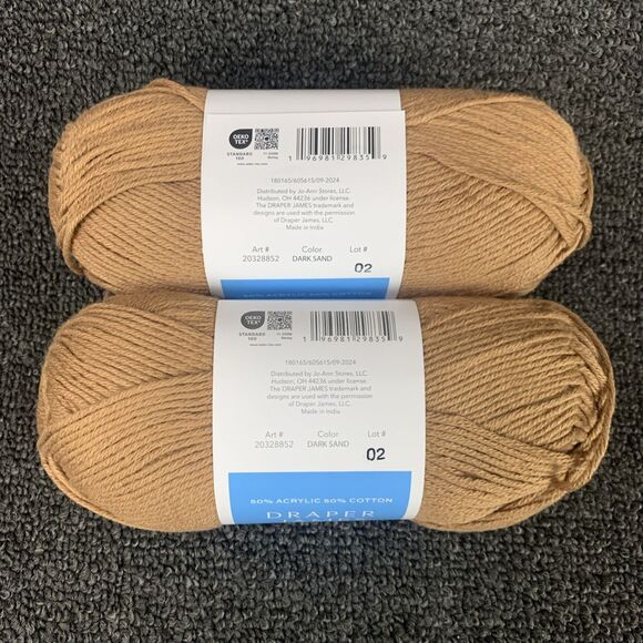 Lot Of 2 Draper James Classic Cotton , Dark Sand, Cotton And Acrylic Yarn New - Picture 4 of 5